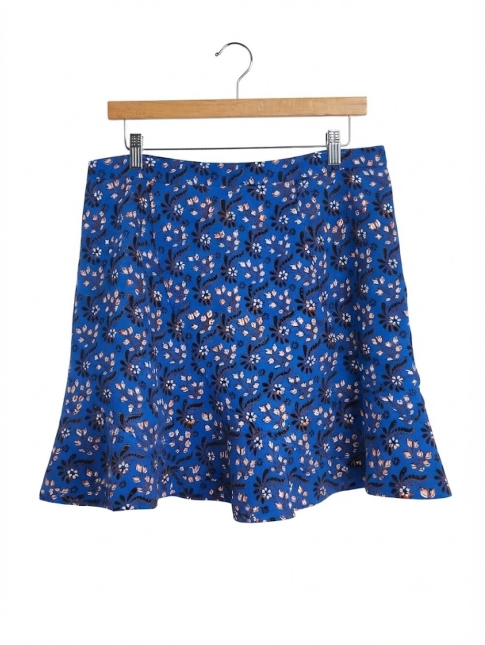 J. Crew Blue Floral Skater Skirt with Pink Accents Size 12